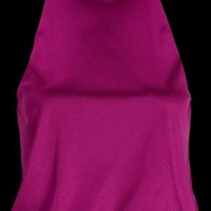 Express Satin Mock Neck Cinched Hem Tank L